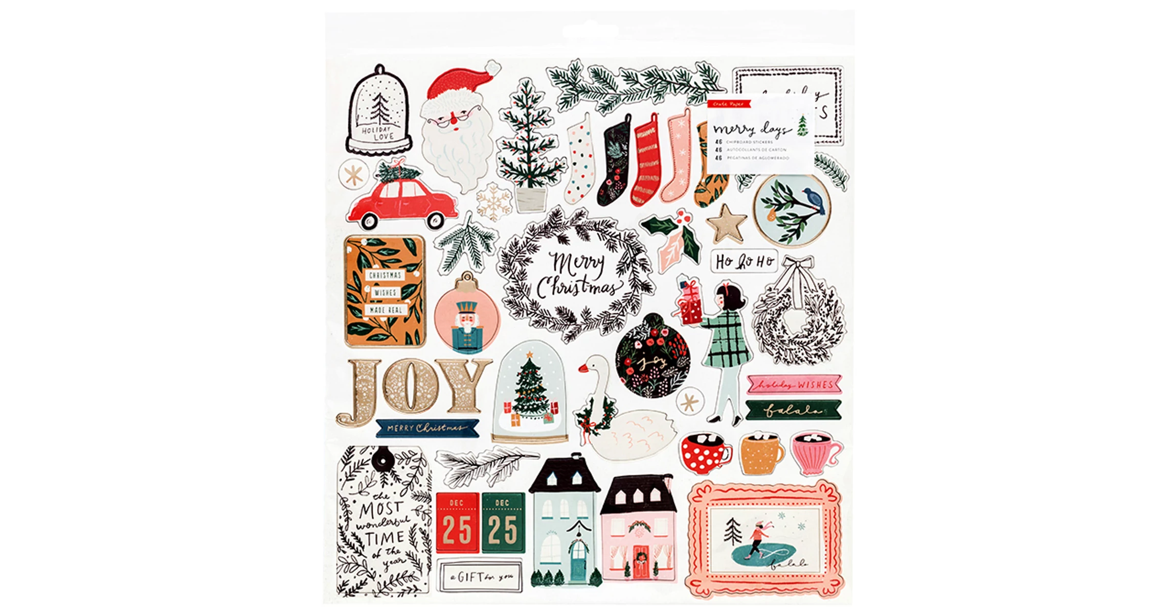 Merry days chipboard ephemera stickers 2024 crate paper